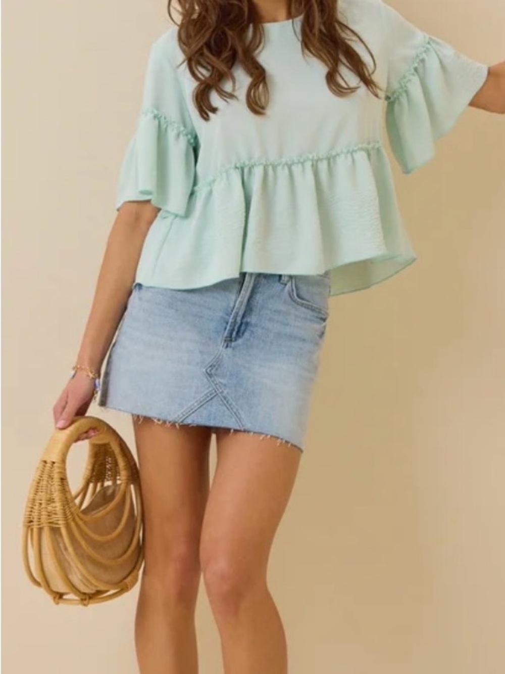 Altar’d State Peplum Style Pink Ruffle Lightweight Top Size M EUC - Picture 9 of 9
